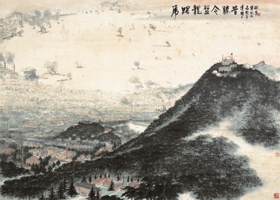 <h2>虎踞龙盘今胜昔</h2><p>作者：傅抱石</p><p>创作年代：1964年</p><p>规格：136cm×191.8cm</p><p>品类：中国画</p>